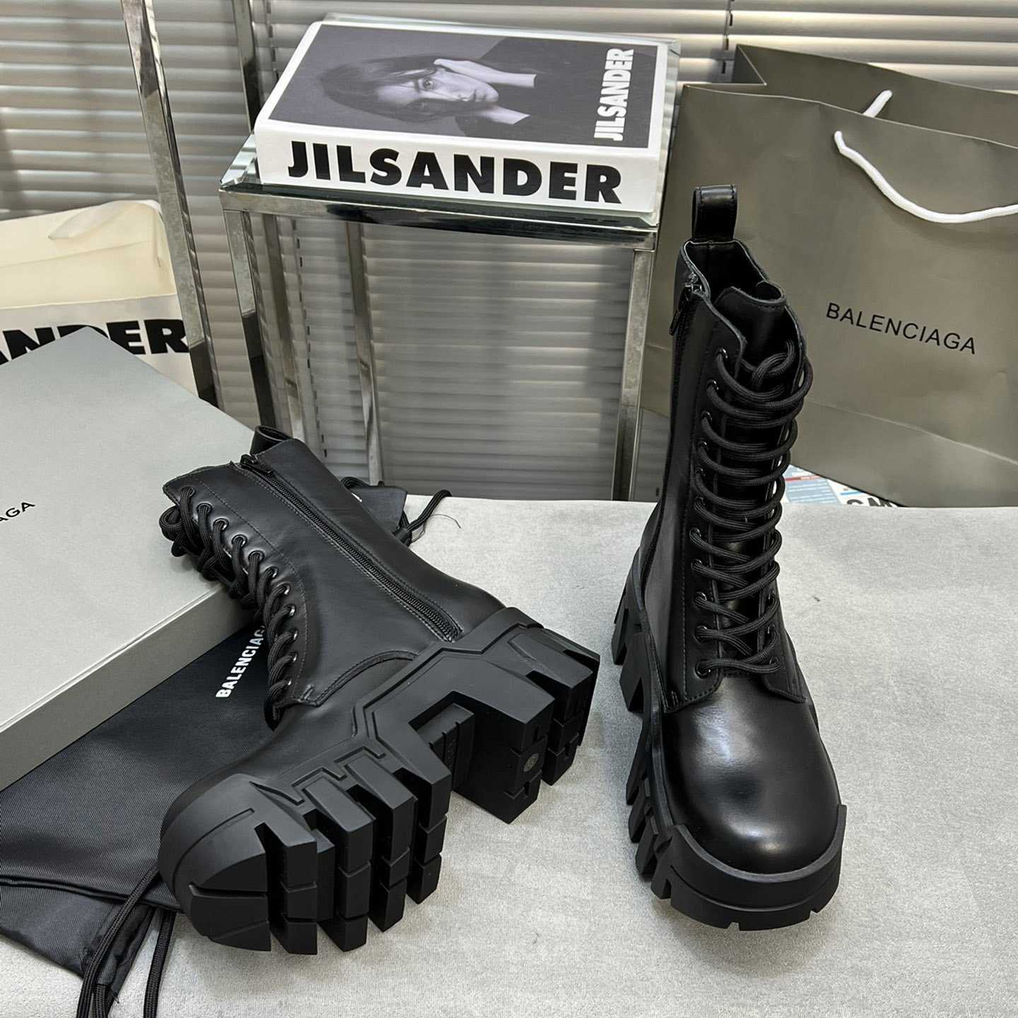 Balenciaga Bulldozer Lace-Up Boot In Black - PerfectKickZ