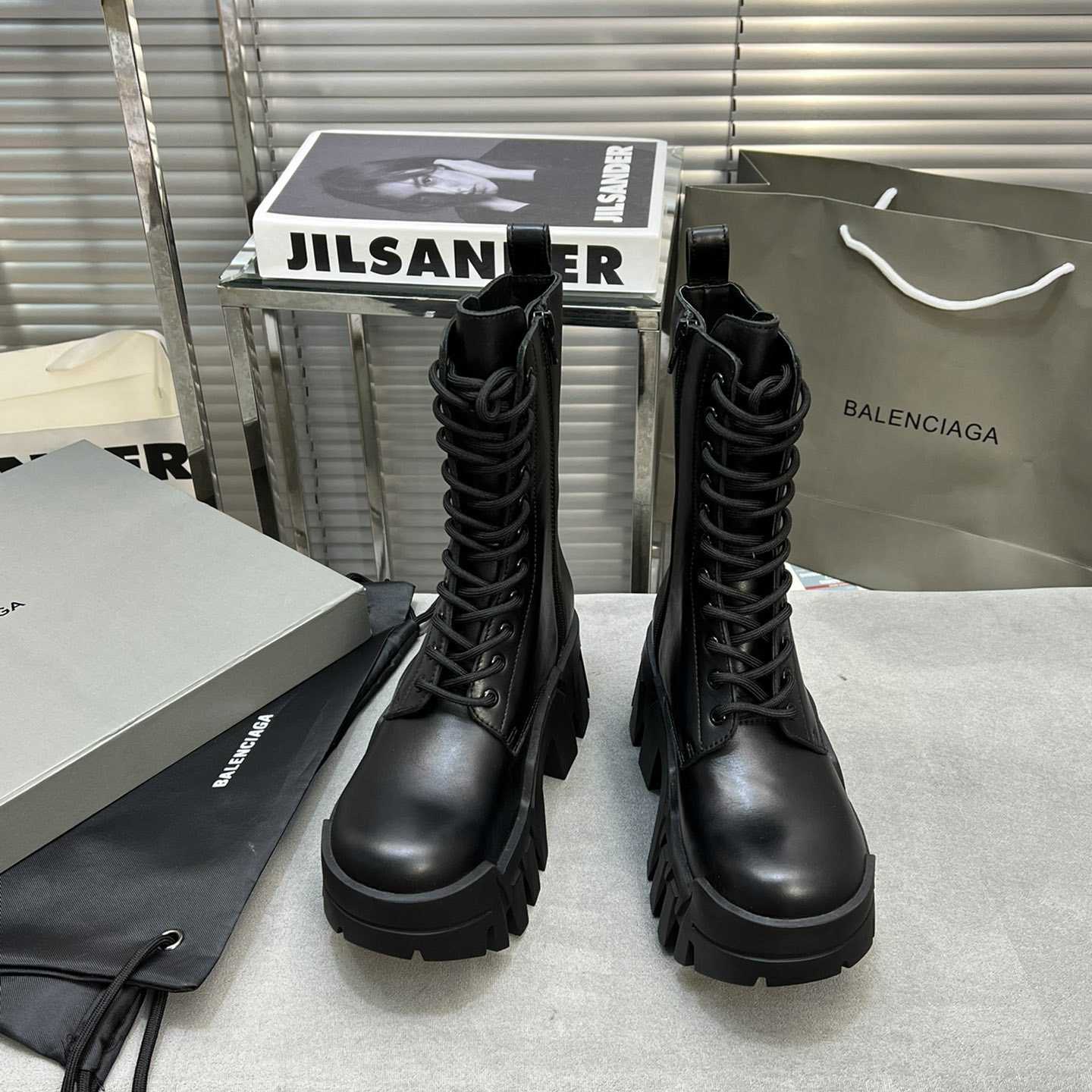 Balenciaga Bulldozer Lace-Up Boot In Black - PerfectKickZ