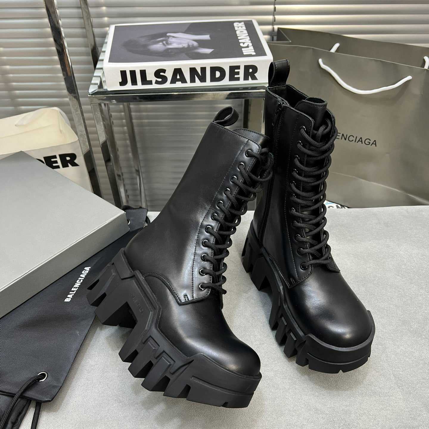 Balenciaga Bulldozer Lace-Up Boot In Black - PerfectKickZ
