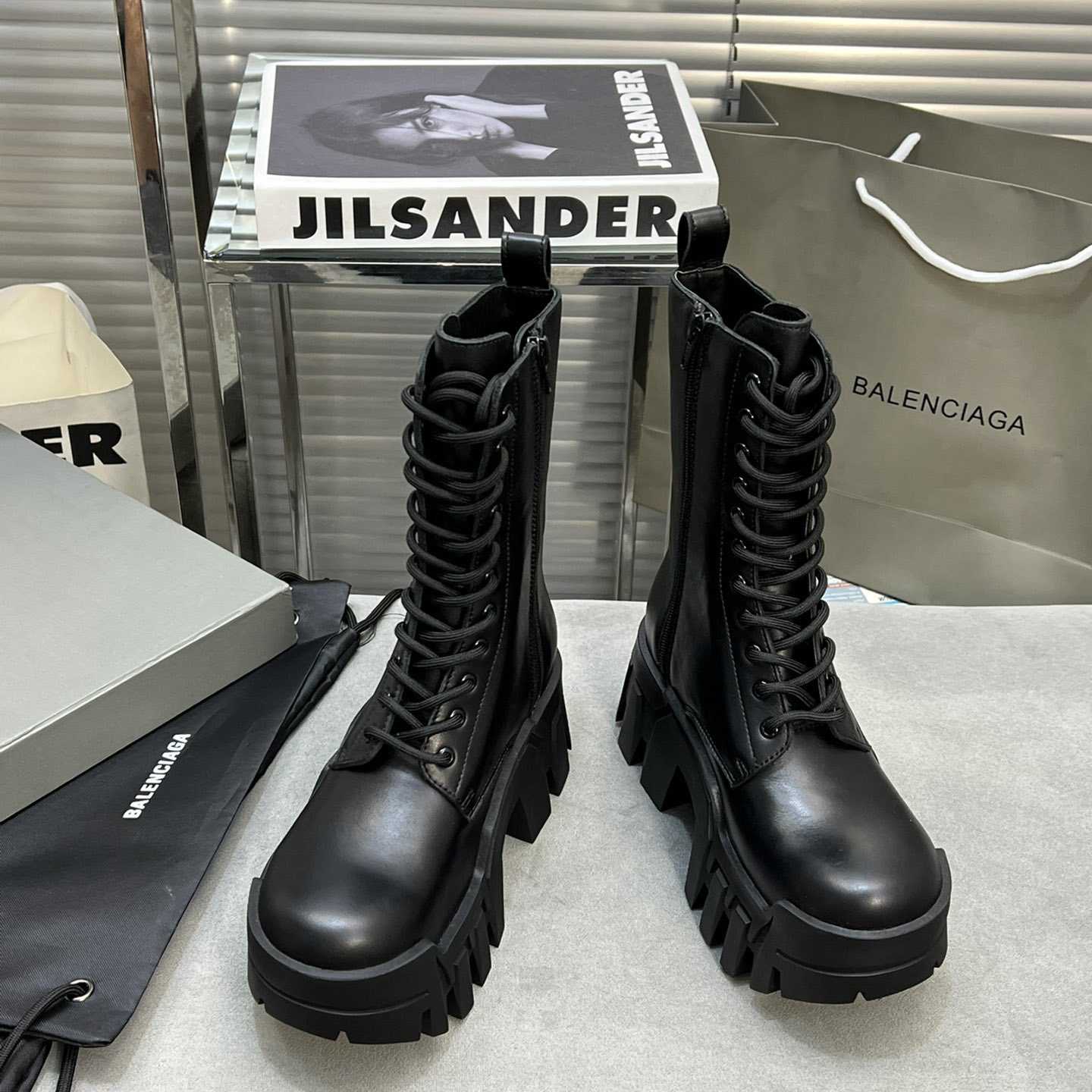 Balenciaga Bulldozer Lace-Up Boot In Black - PerfectKickZ