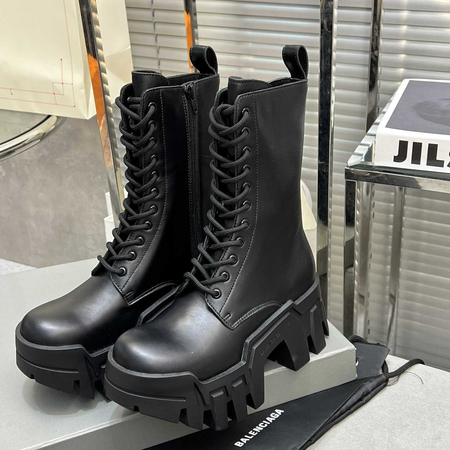 Balenciaga Bulldozer Lace-Up Boot In Black - PerfectKickZ