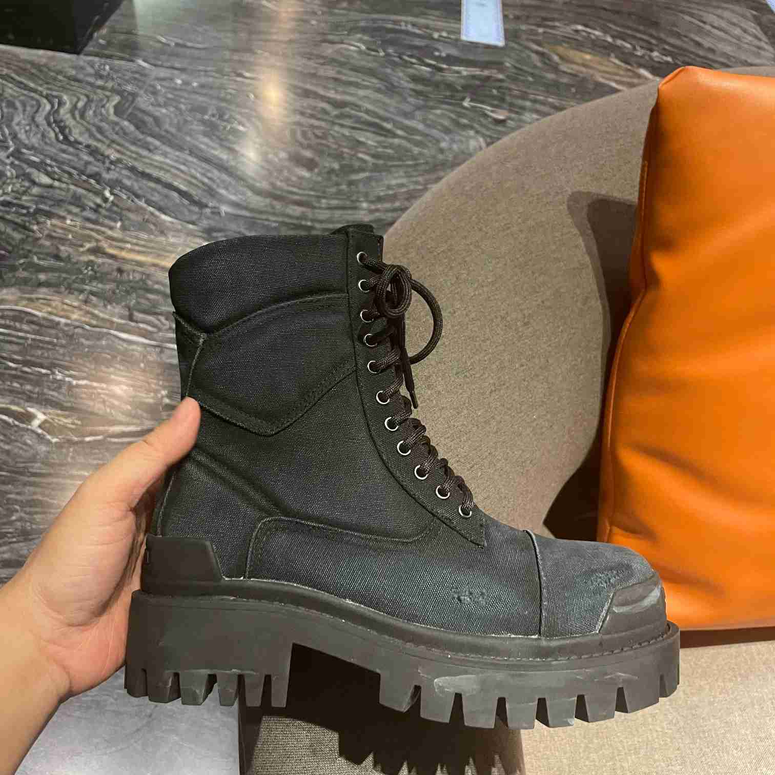 Balenciaga Worn-effect Combat Boots - PerfectKickZ