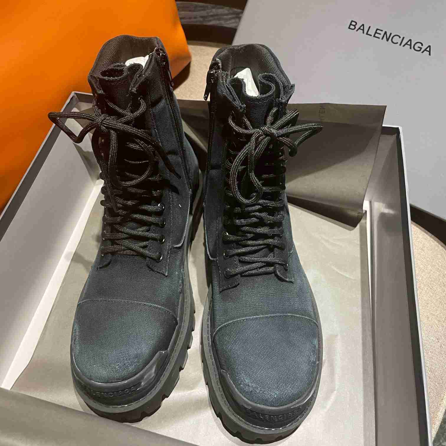 Balenciaga Worn-effect Combat Boots - PerfectKickZ