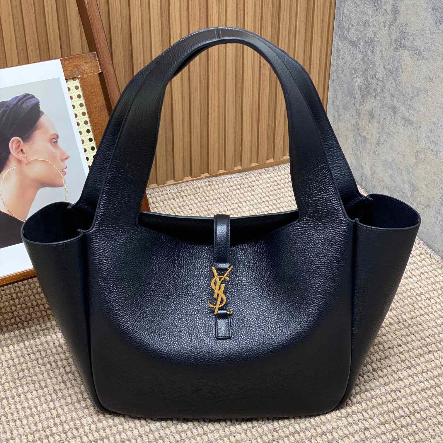 Saint Laurent Bea Tote In Grained Leather - PerfectKickZ