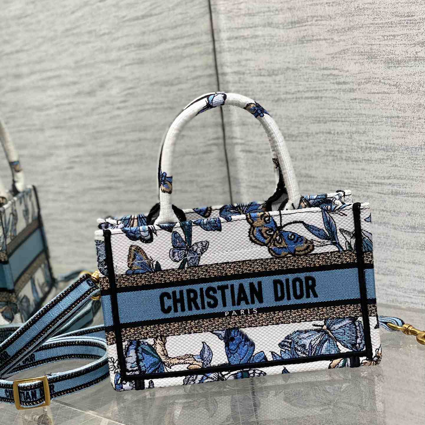 Dior Mini Dior Book Tote With Strap - PerfectKickZ