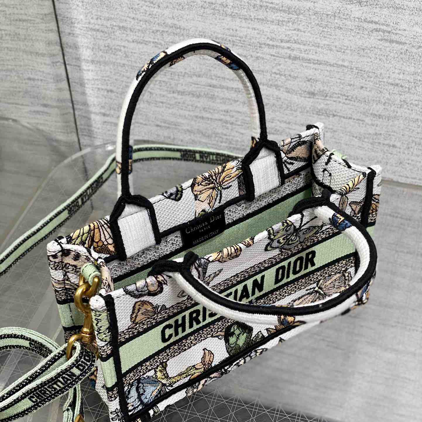 Dior Mini Dior Book Tote With Strap - PerfectKickZ