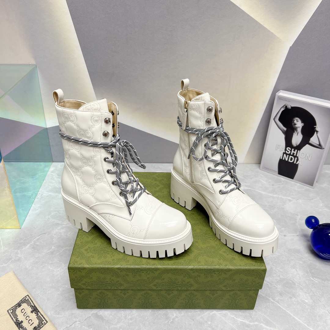 Gucci Women's GG Matelassé Lace-up Boot - PerfectKickZ