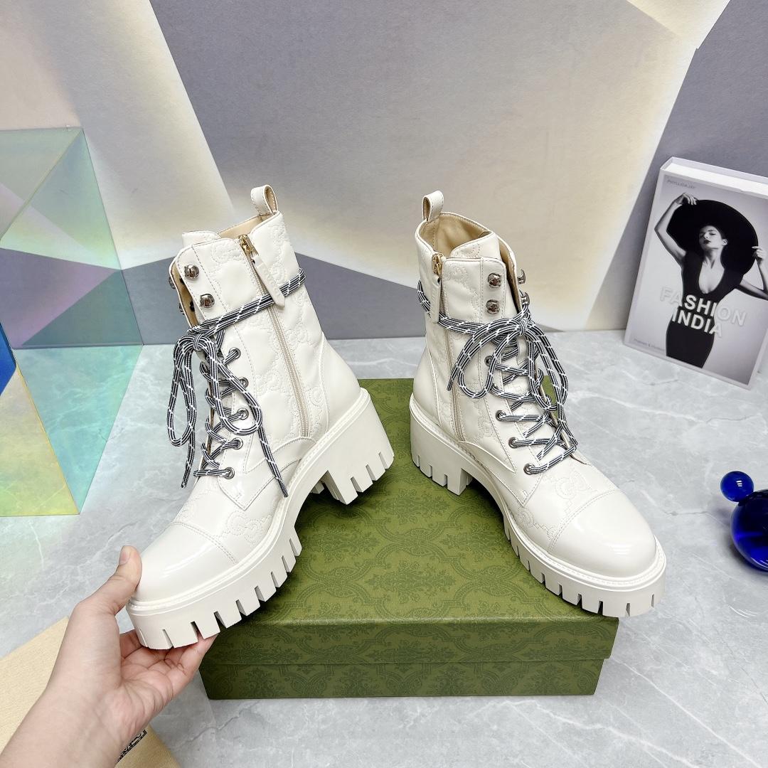 Gucci Women's GG Matelassé Lace-up Boot - PerfectKickZ