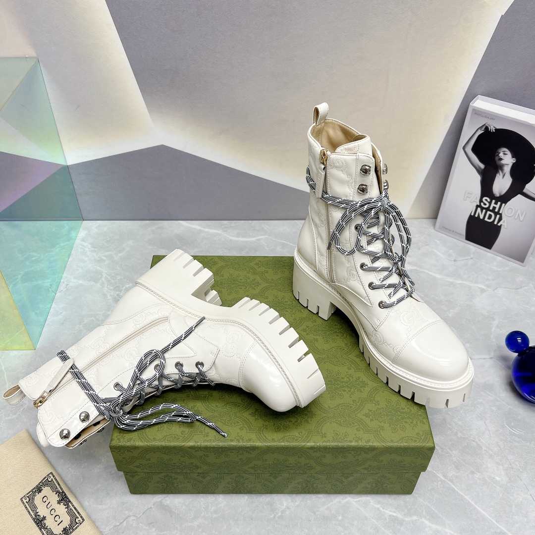 Gucci Women's GG Matelassé Lace-up Boot - PerfectKickZ