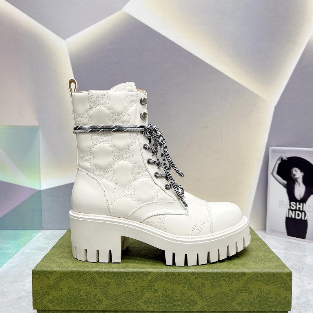 Gucci Women's GG Matelassé Lace-up Boot - PerfectKickZ