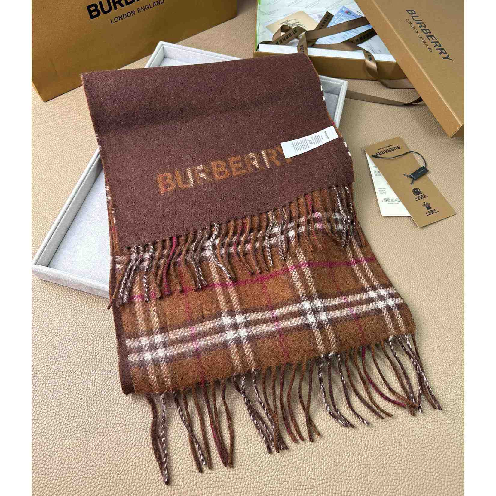 Burberry Reversible Check Cashmere Scarf - PerfectKickZ