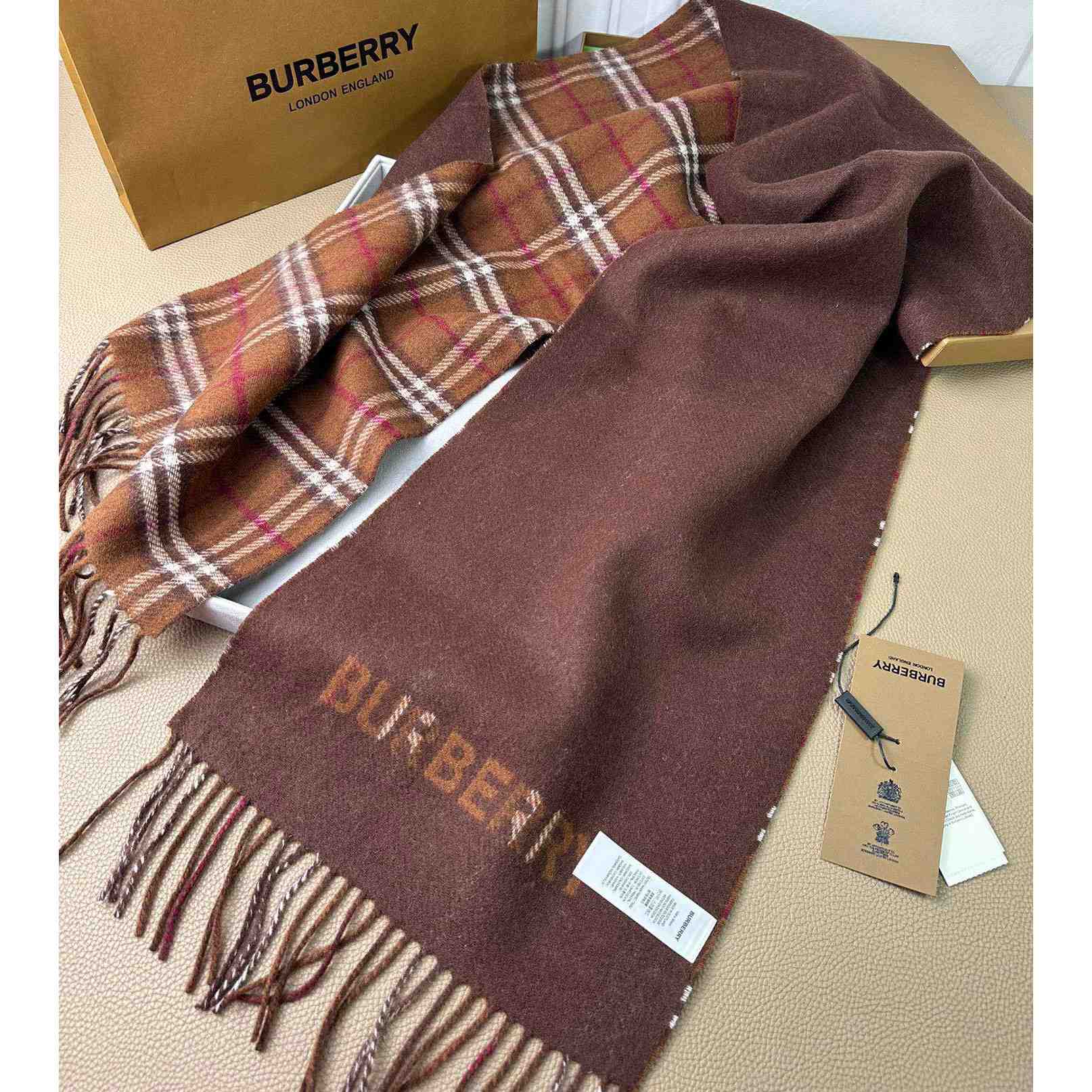 Burberry Reversible Check Cashmere Scarf - PerfectKickZ