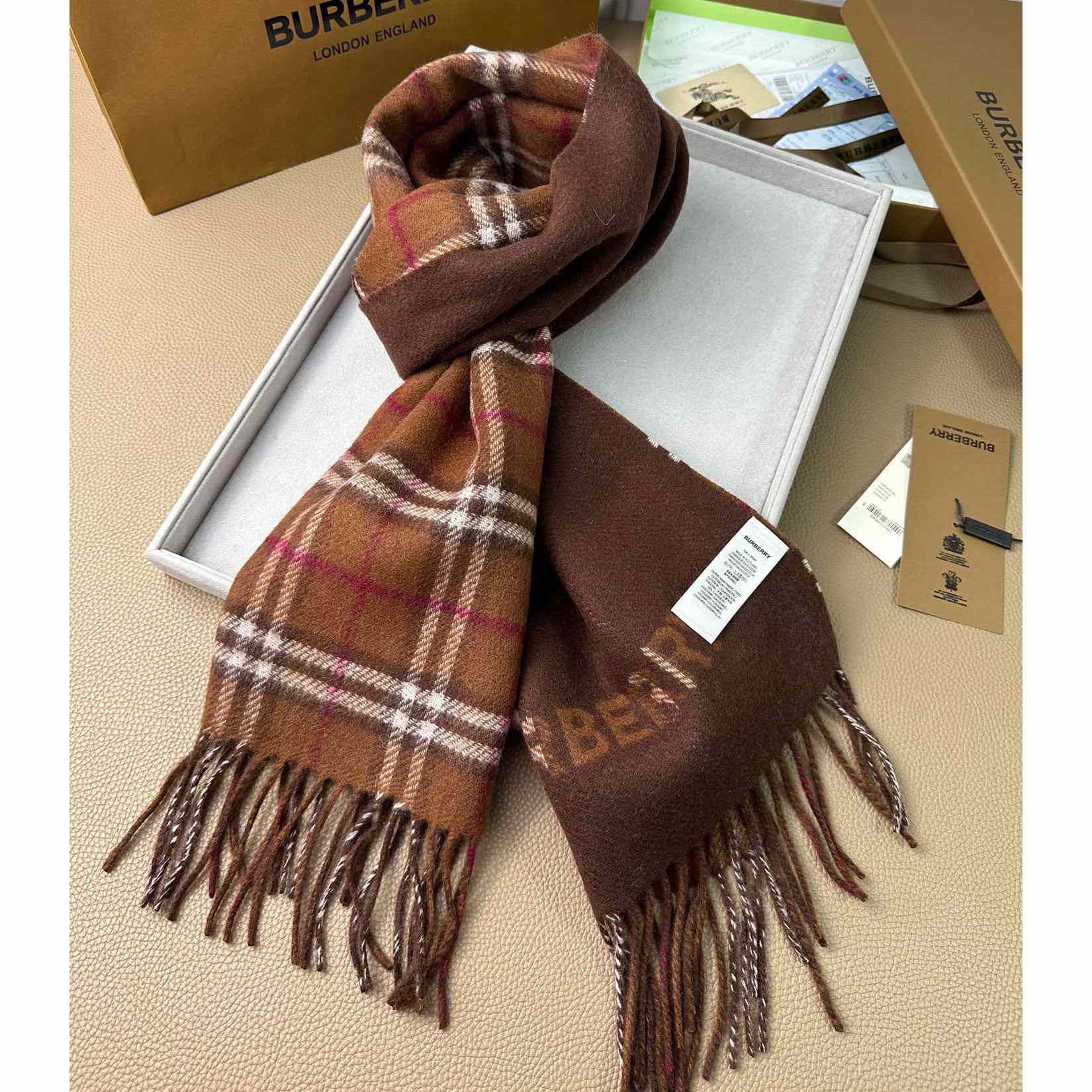 Burberry Reversible Check Cashmere Scarf - PerfectKickZ