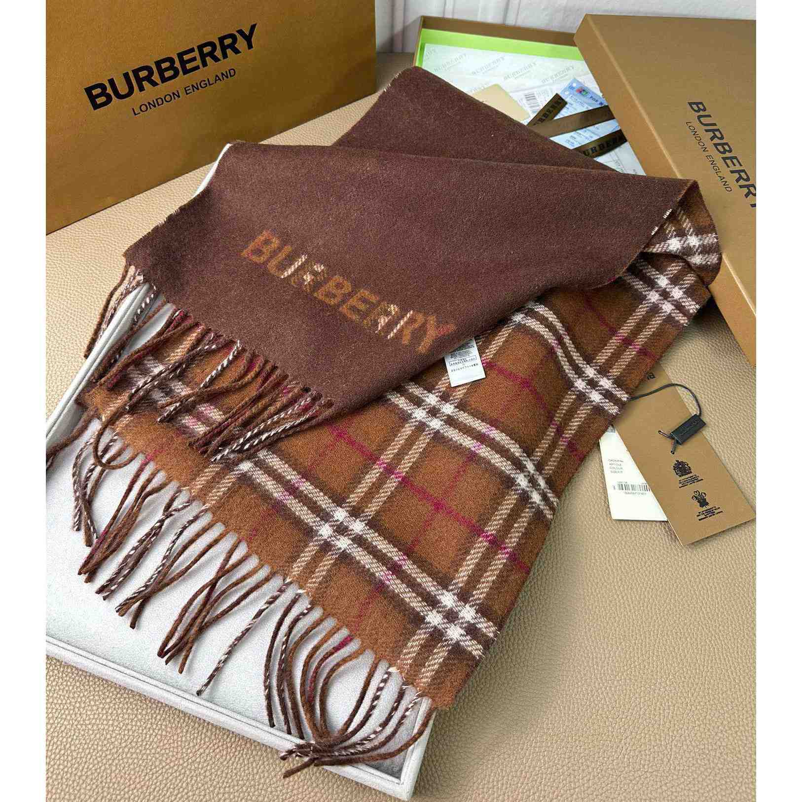 Burberry Reversible Check Cashmere Scarf - PerfectKickZ