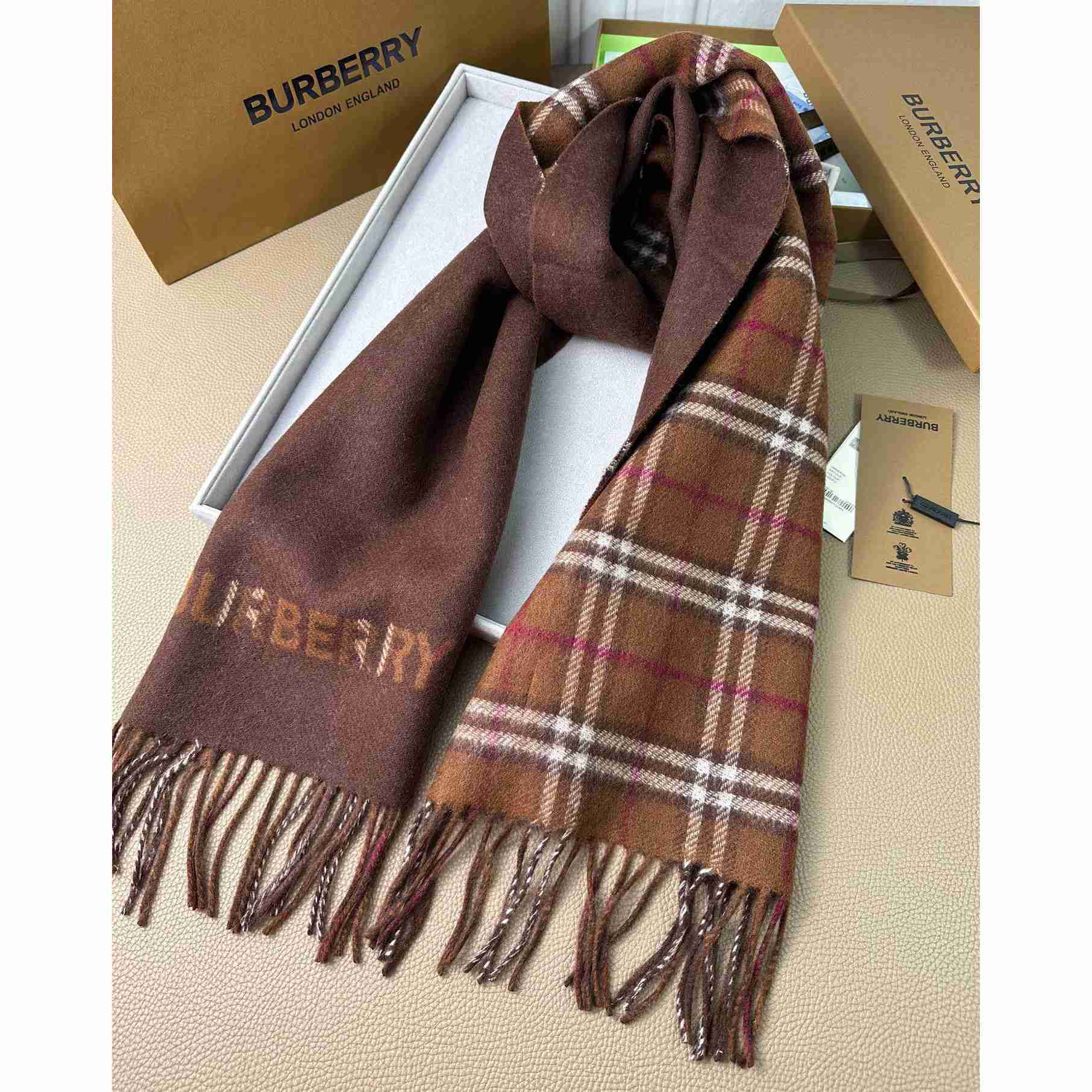 Burberry Reversible Check Cashmere Scarf - PerfectKickZ