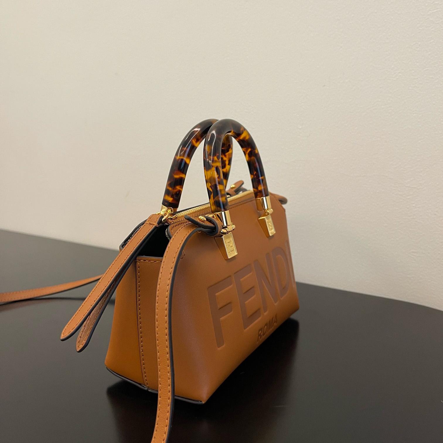 Fendi By The Way Mini Small Brown Leather Boston Bag  - PerfectKickZ