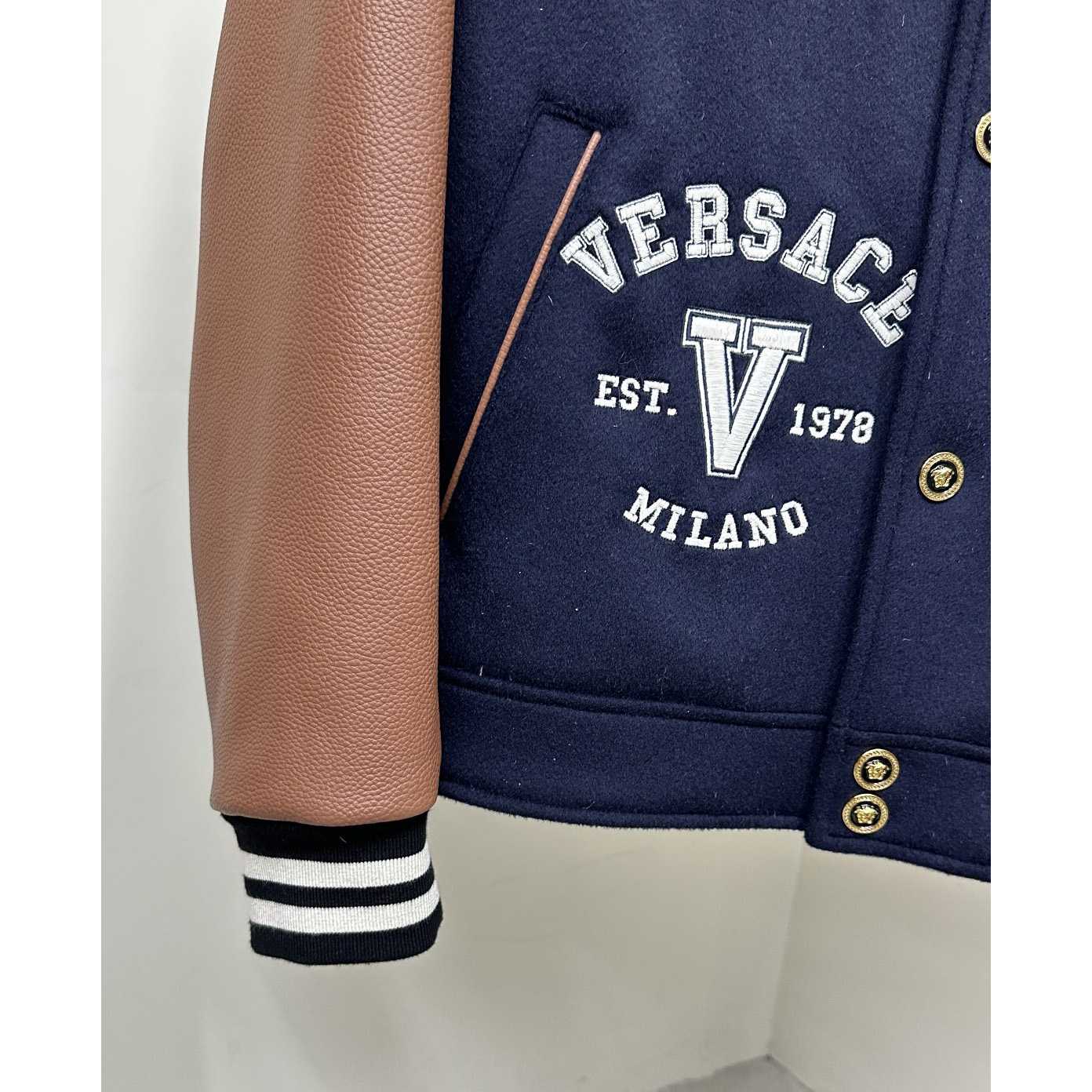 Versace Chest Logo-patch Detail Bomber Jacket - PerfectKickZ