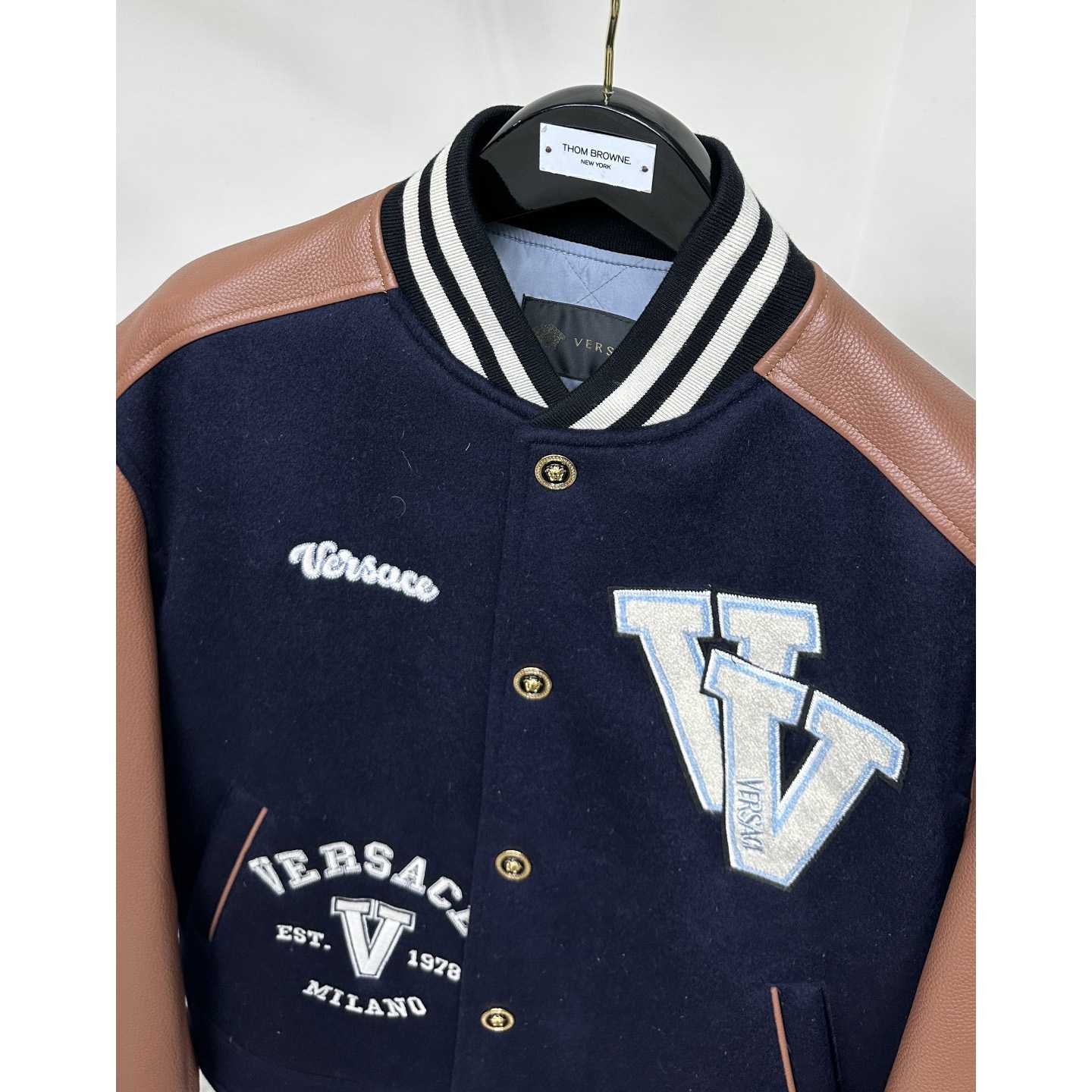 Versace Chest Logo-patch Detail Bomber Jacket - PerfectKickZ