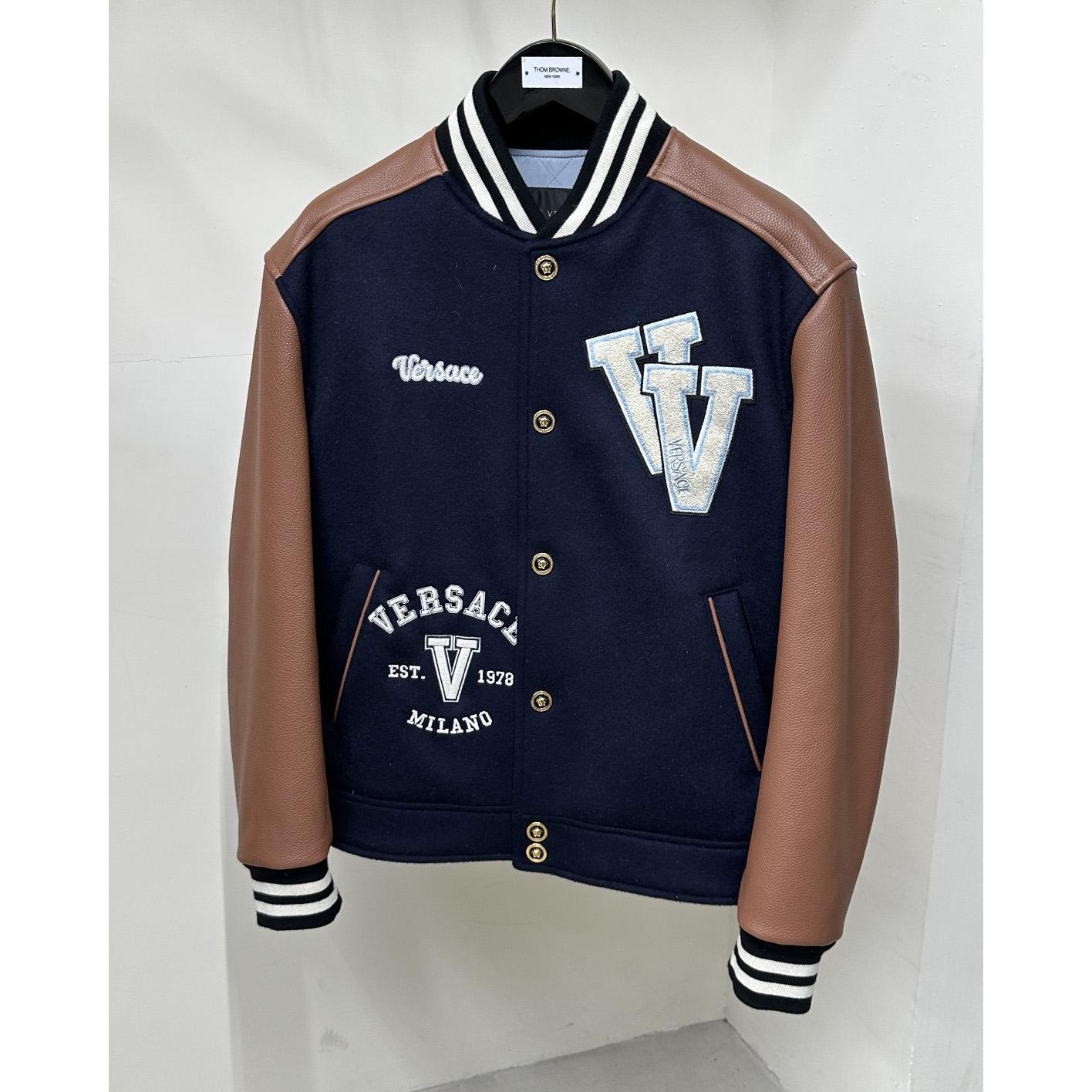 Versace Chest Logo-patch Detail Bomber Jacket - PerfectKickZ
