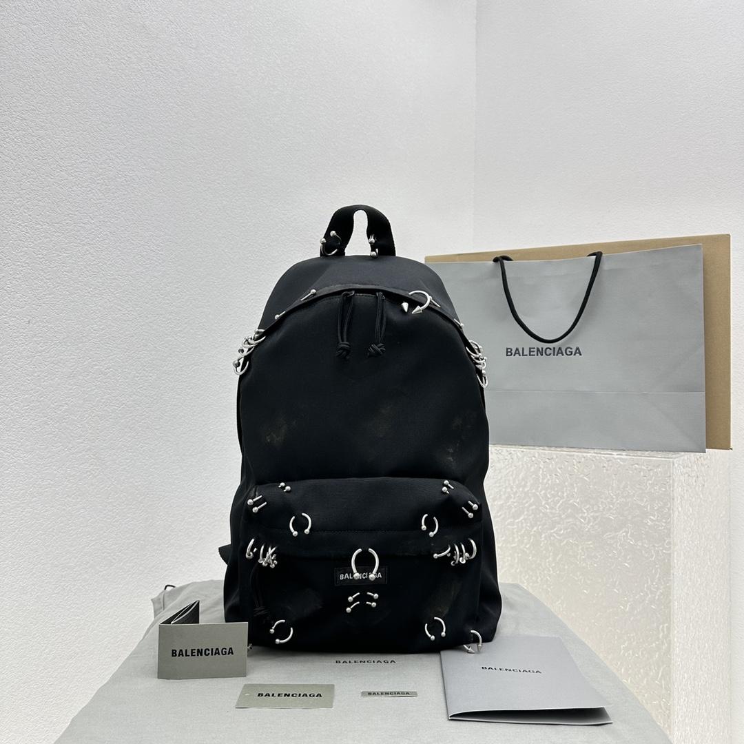Balenciaga Explorer Backpack With Piercings In Black - PerfectKickZ