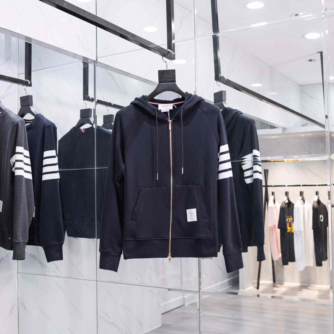 Thom Browne 4-Bar Zip-Up Cotton Hoodie - PerfectKickZ