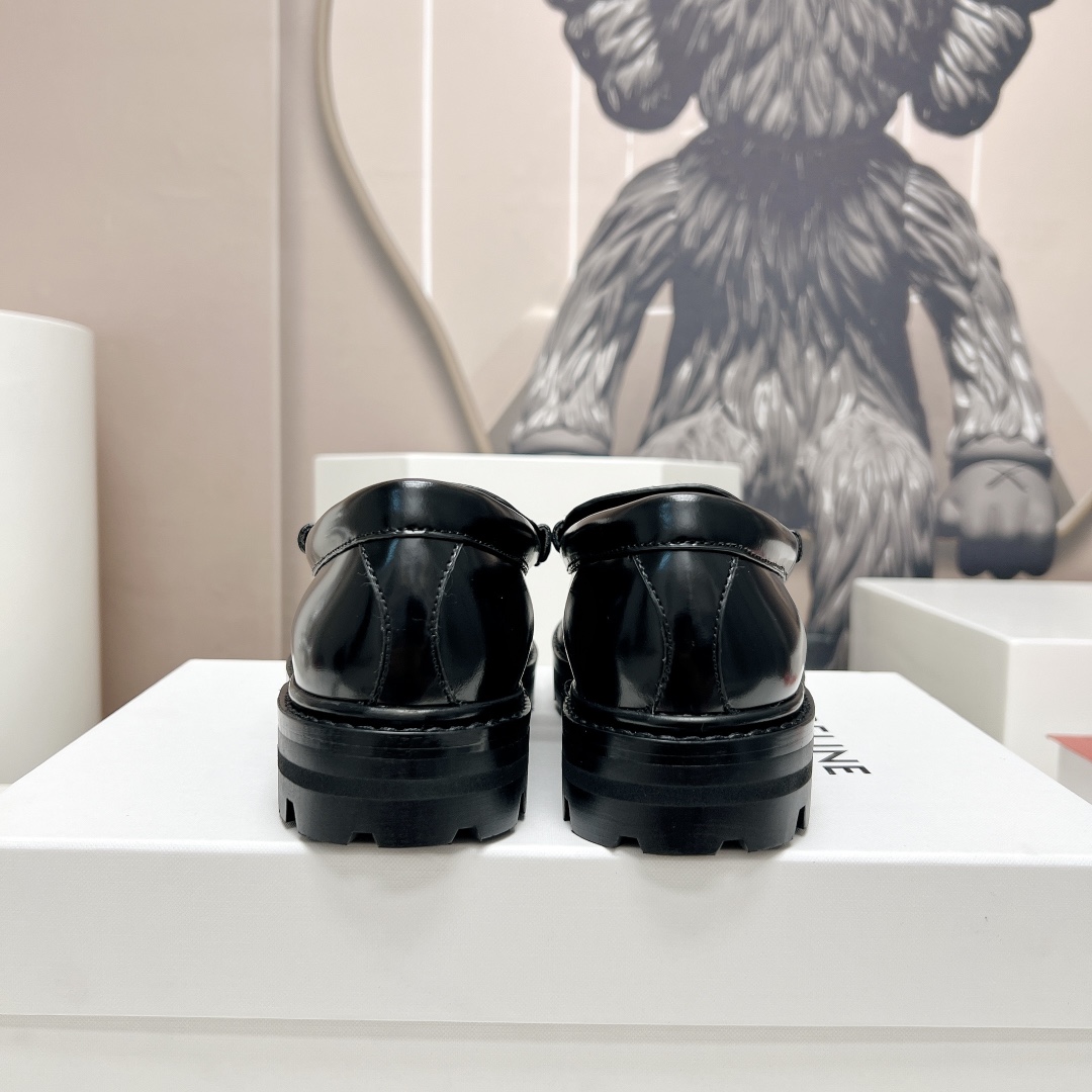 Celine Margaret Loafer With Triomphe In Polished Bull & Leopard Printed Hairy Calfskin Cal - 