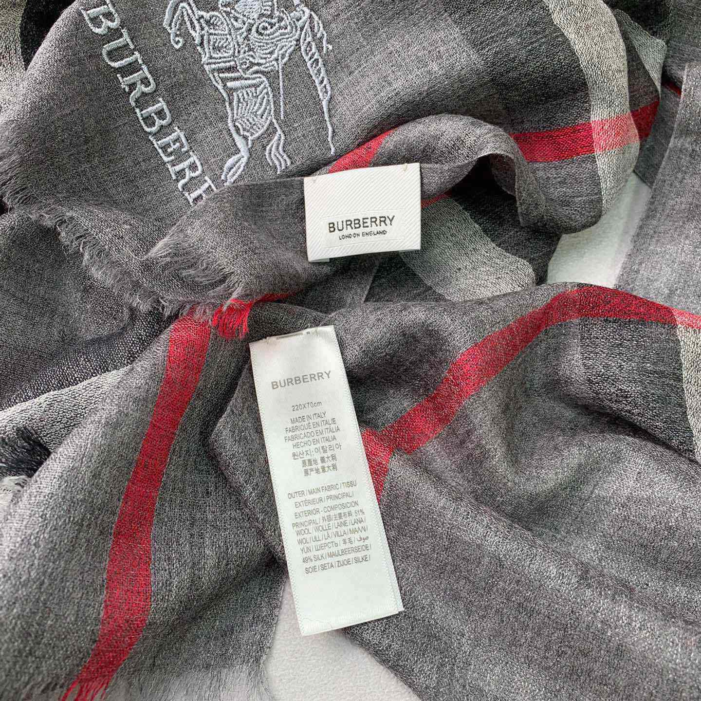 Burberry Lightweight Check Wool Silk Scarf - PerfectKickZ