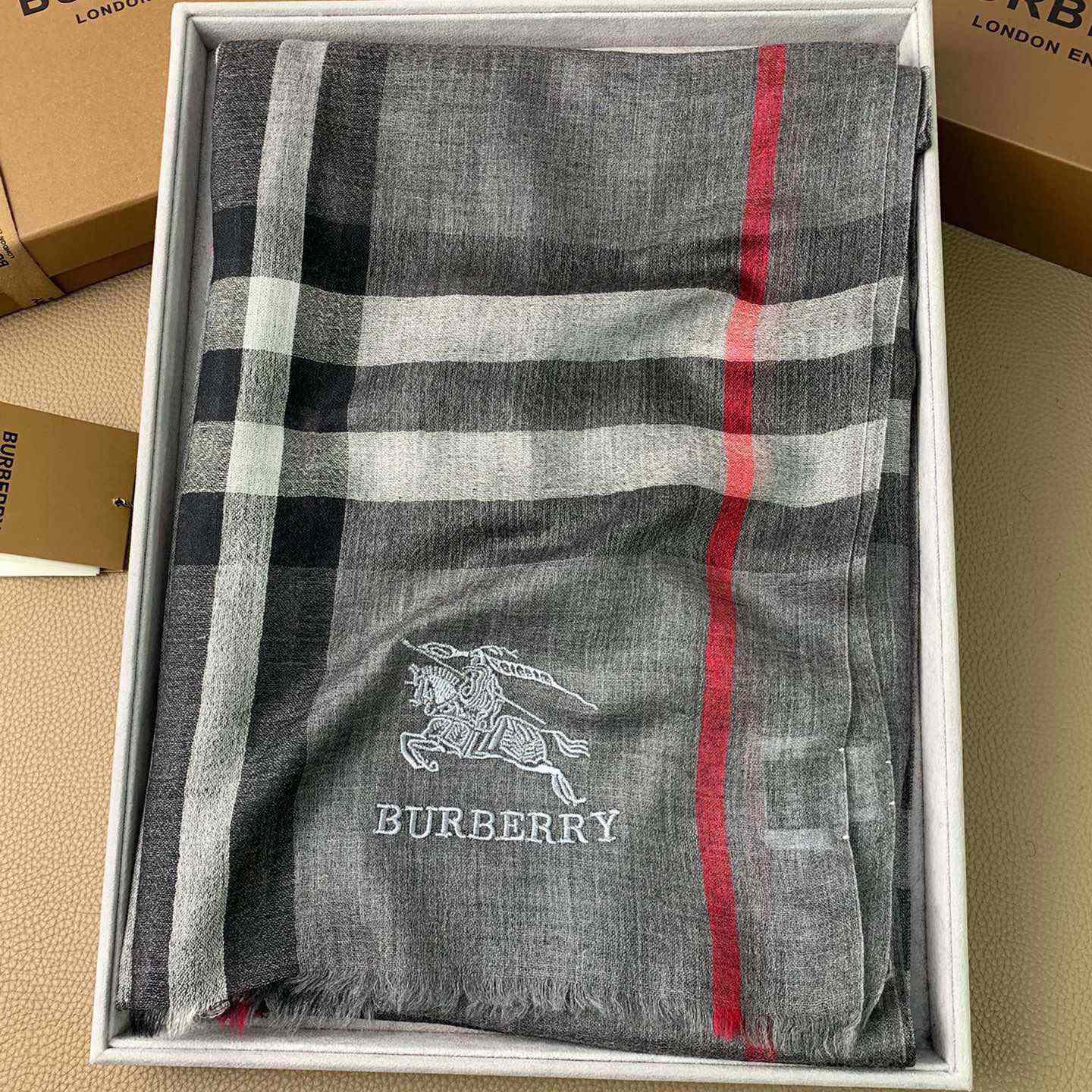 Burberry Lightweight Check Wool Silk Scarf - PerfectKickZ