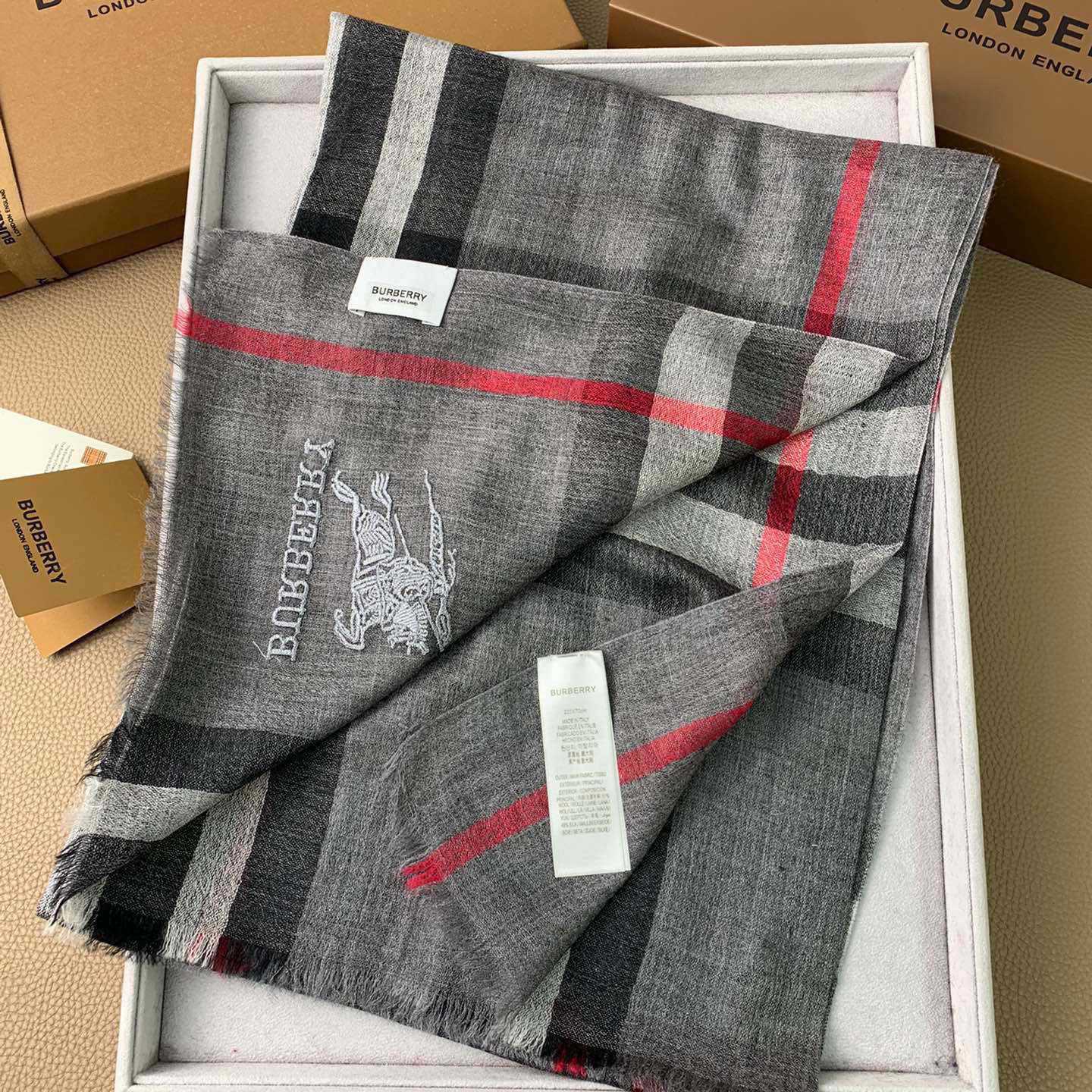 Burberry Lightweight Check Wool Silk Scarf - PerfectKickZ