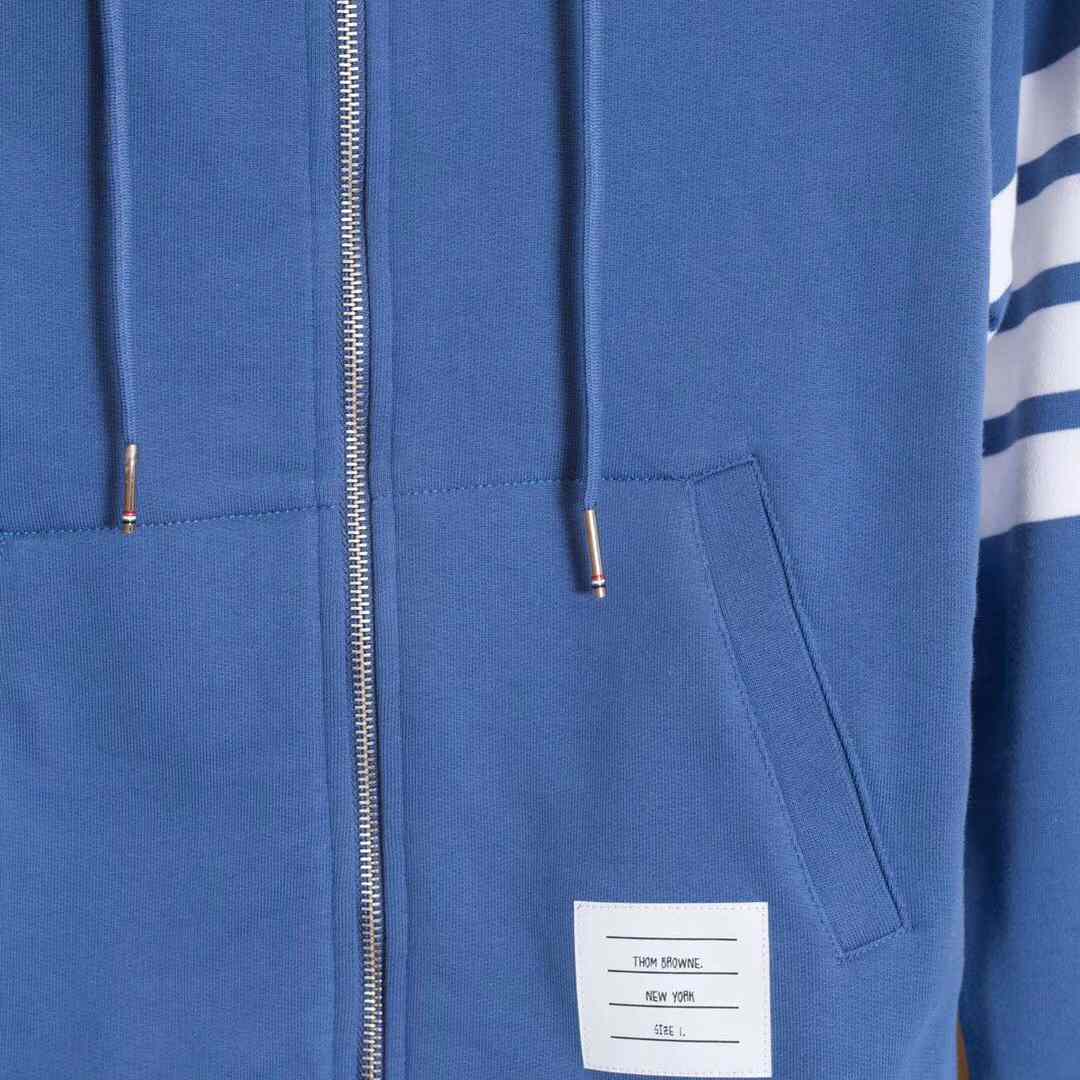 Thom Browne 4-Bar Zip-Up Cotton Hoodie - PerfectKickZ