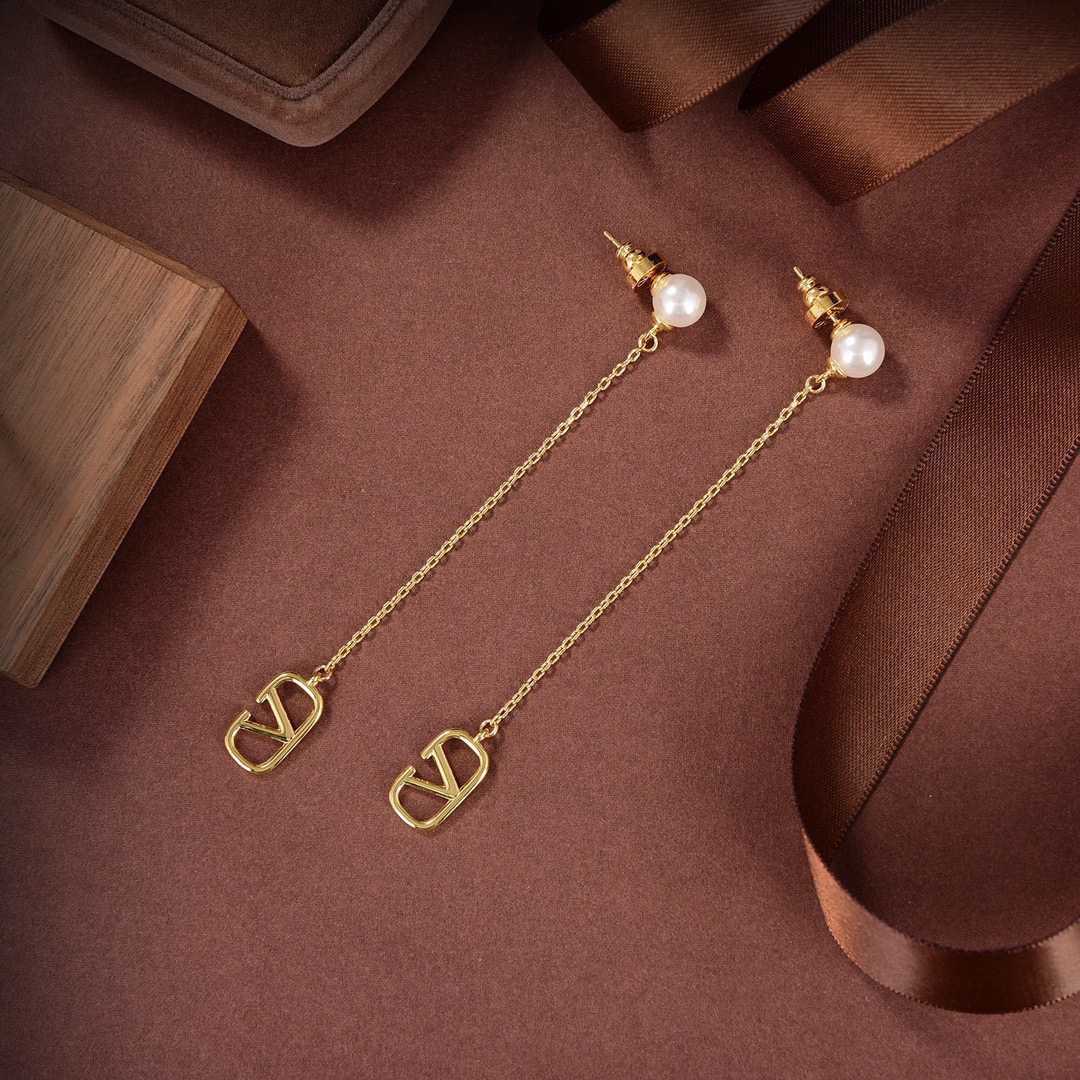 Valenti Garavani V Logo & Faux Pearl Pendant Earrings - PerfectKickZ