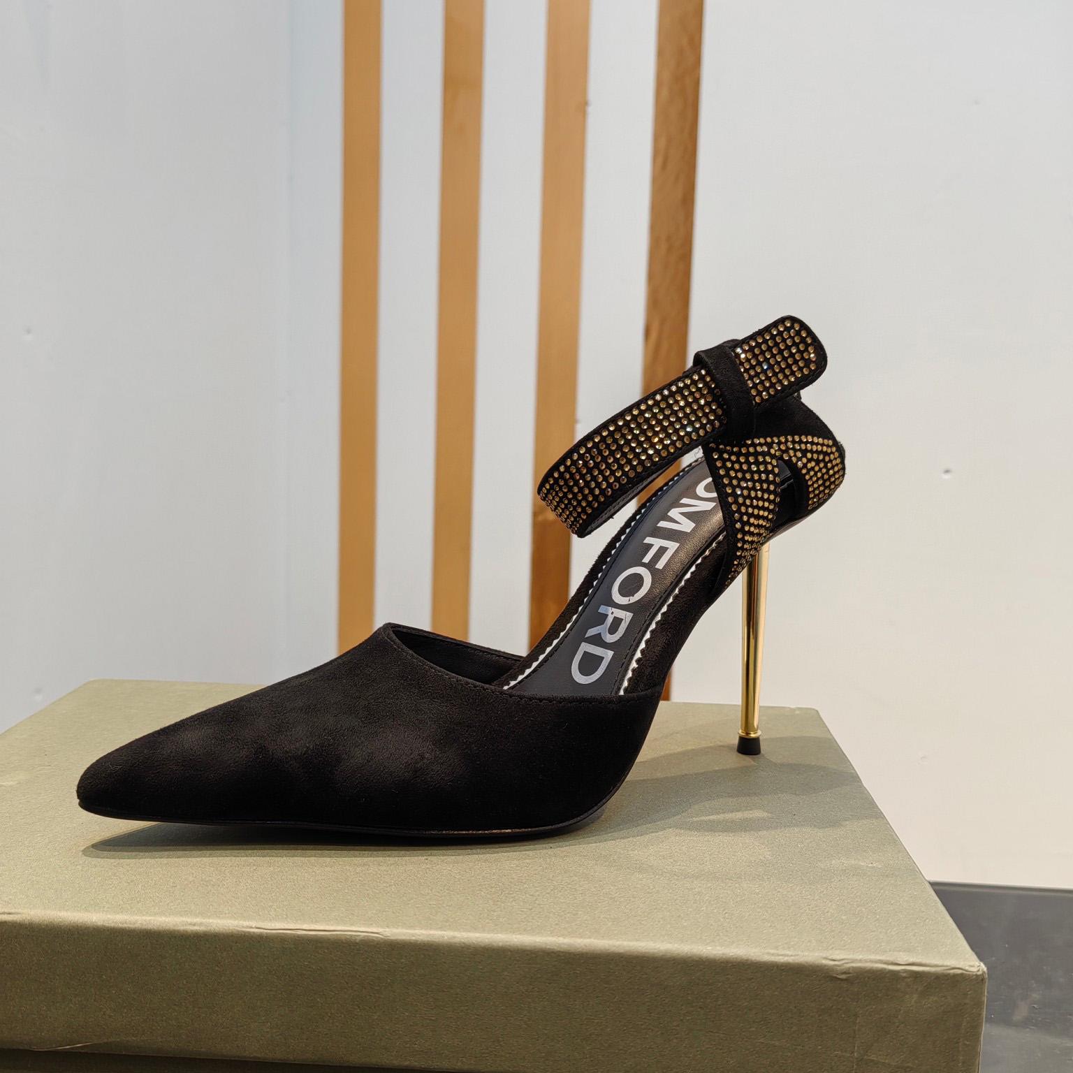 Tom Ford Asymmetric Crystal Ankle Strap Pumps - PerfectKickZ