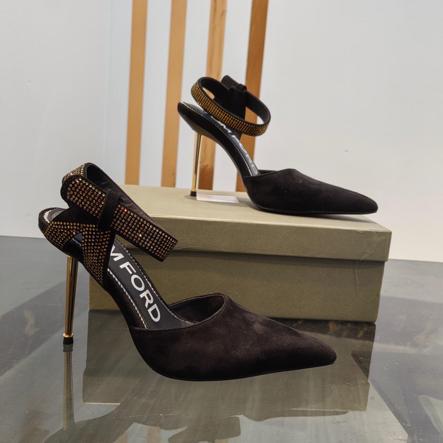Tom Ford Asymmetric Crystal Ankle Strap Pumps - PerfectKickZ