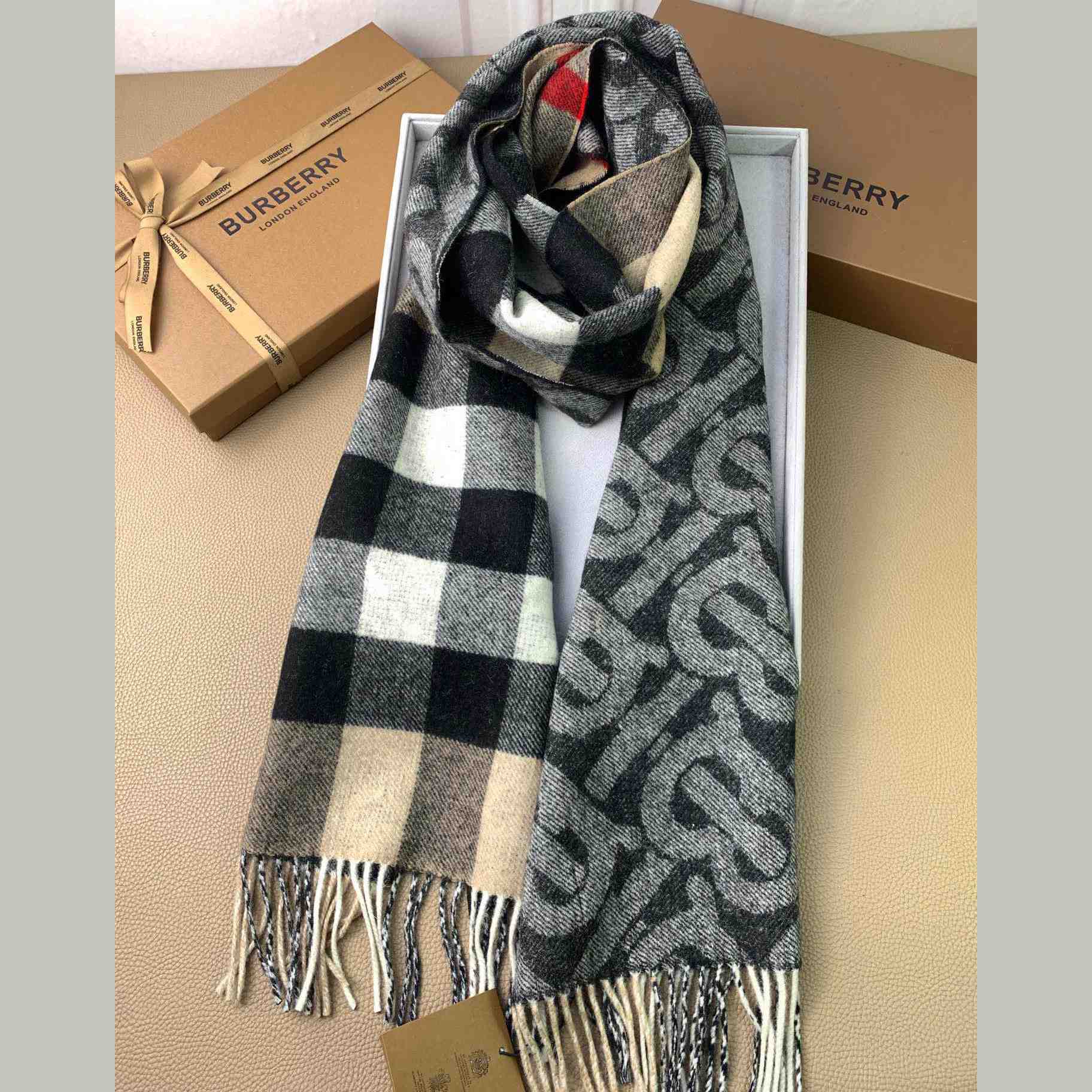 Burberry Check Cashmere Reversible Scarf - PerfectKickZ