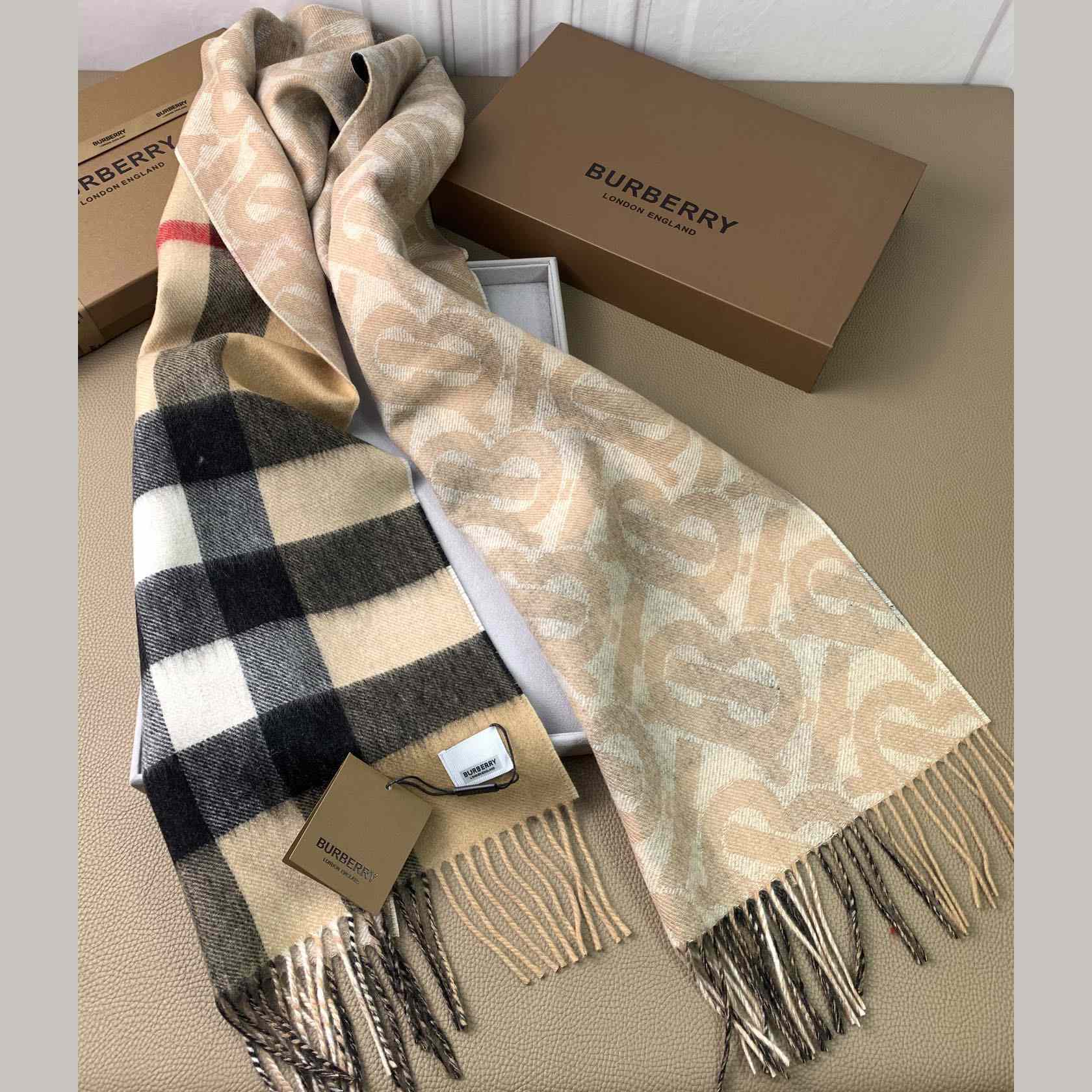 Burberry Check Cashmere Reversible Scarf - PerfectKickZ