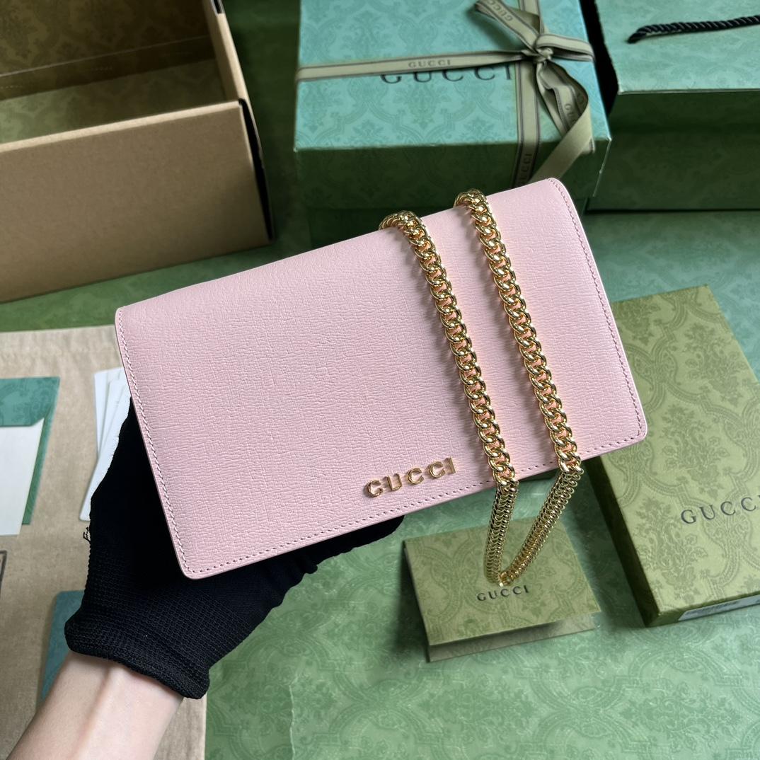 Gucci Chain Wallet With Gucci Script (12.5x 20x 4cm) - PerfectKickZ