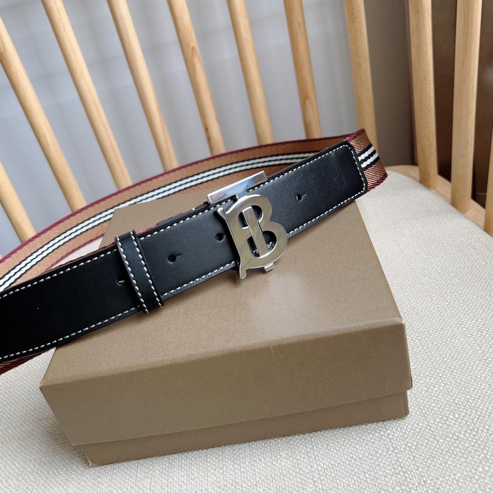Burberry Icon Stripe Logo-buckle Belt - PerfectKickZ
