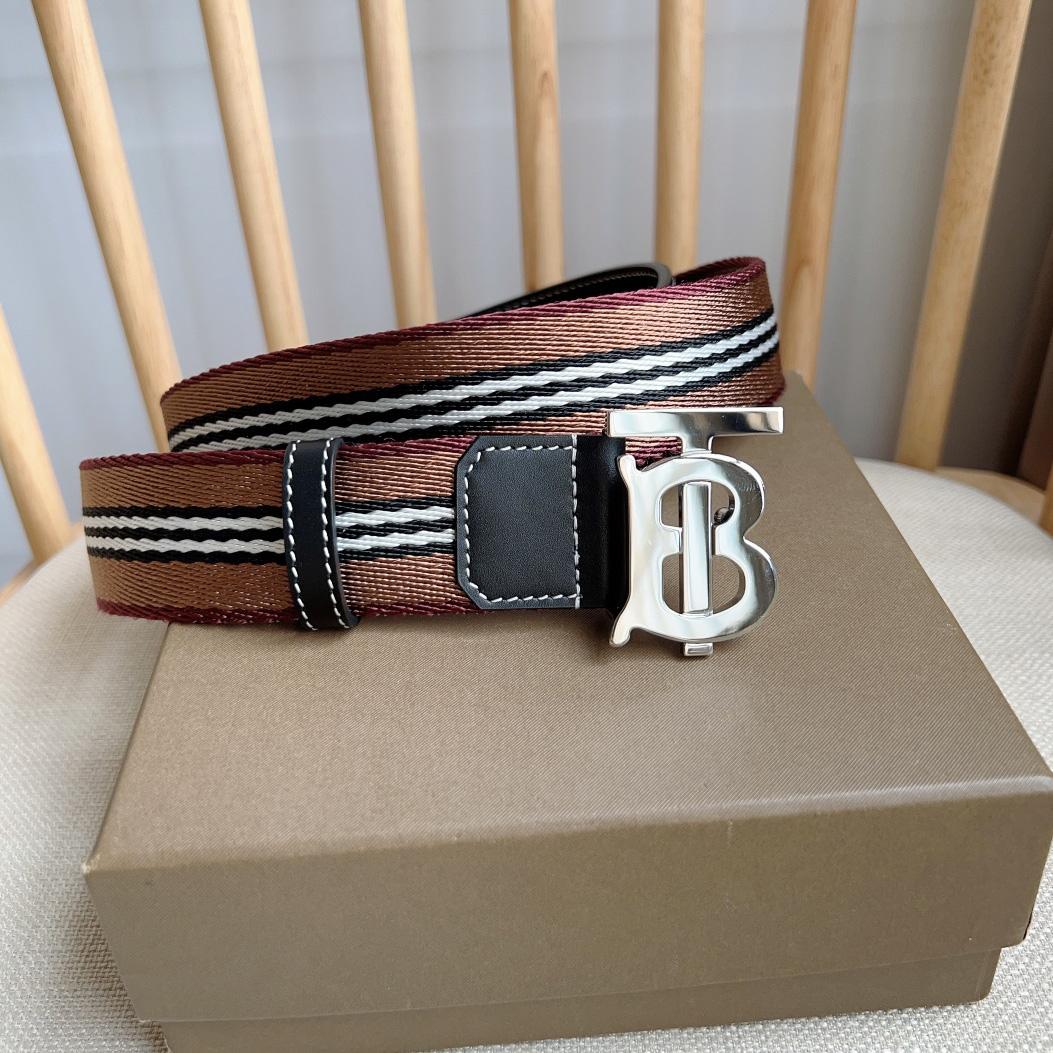Burberry Icon Stripe Logo-buckle Belt - PerfectKickZ