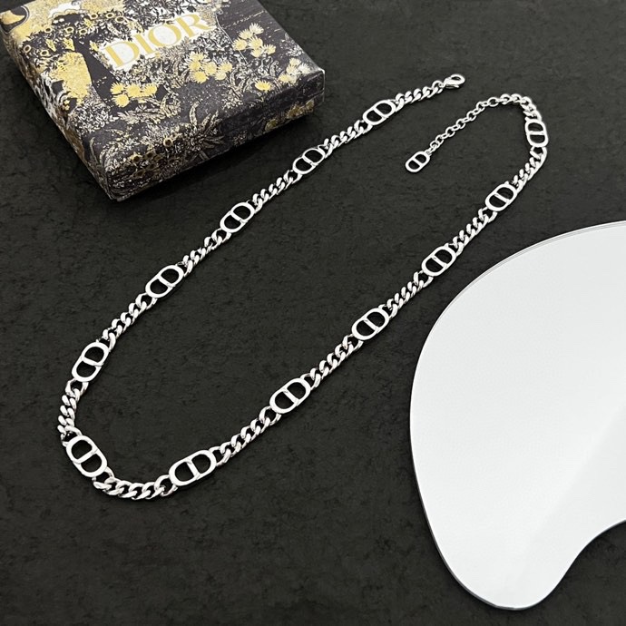Dior CD Icon Thin Chain Link Necklace - PerfectKickZ