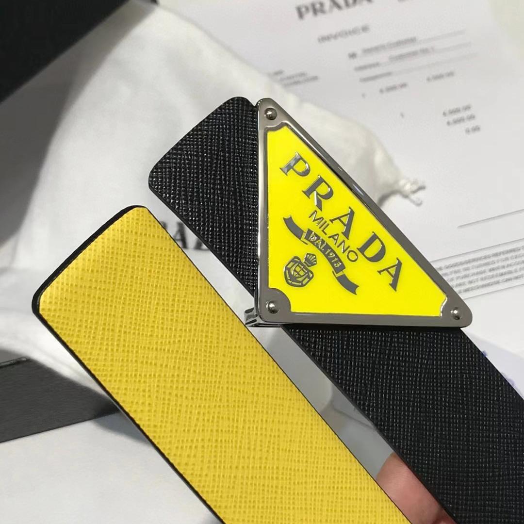 Prada Reversible Saffiano Leather Belt Strap - PerfectKickZ