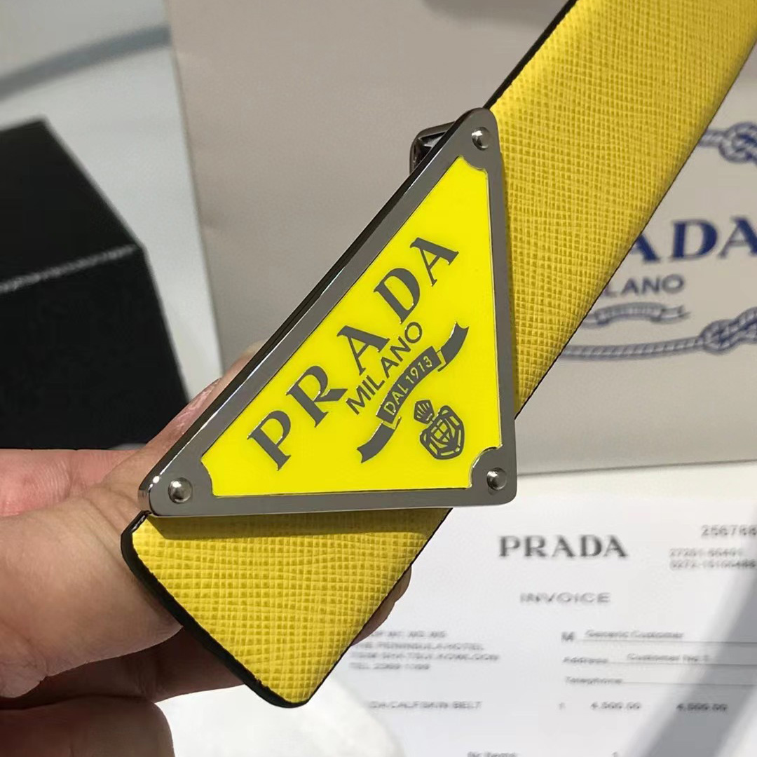 Prada Reversible Saffiano Leather Belt Strap - PerfectKickZ