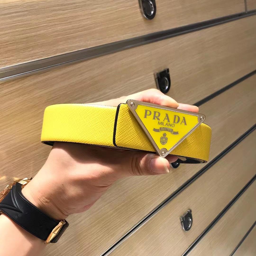 Prada Reversible Saffiano Leather Belt Strap - PerfectKickZ