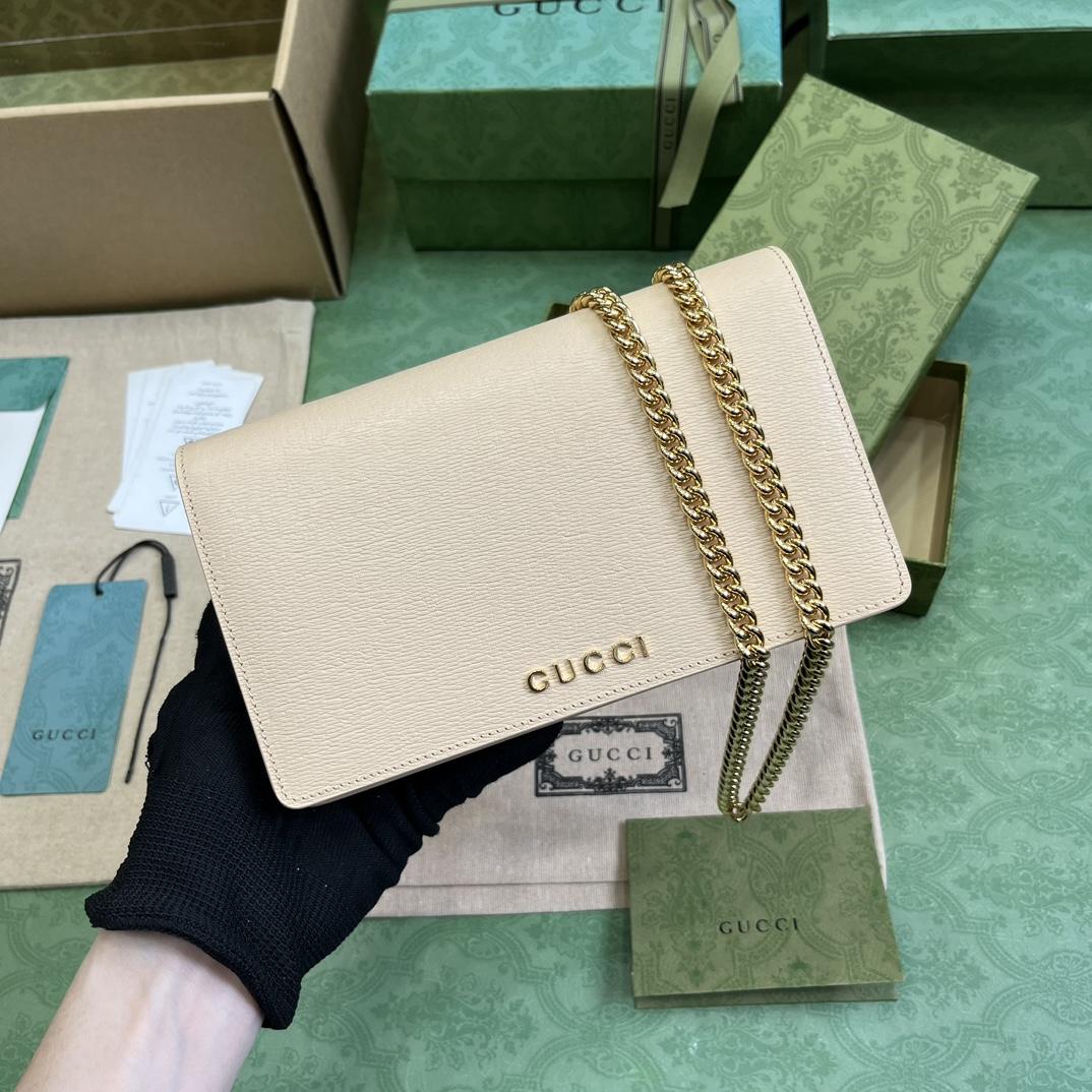 Gucci Chain Wallet With Gucci Script (12.5x 20x 4cm) - PerfectKickZ