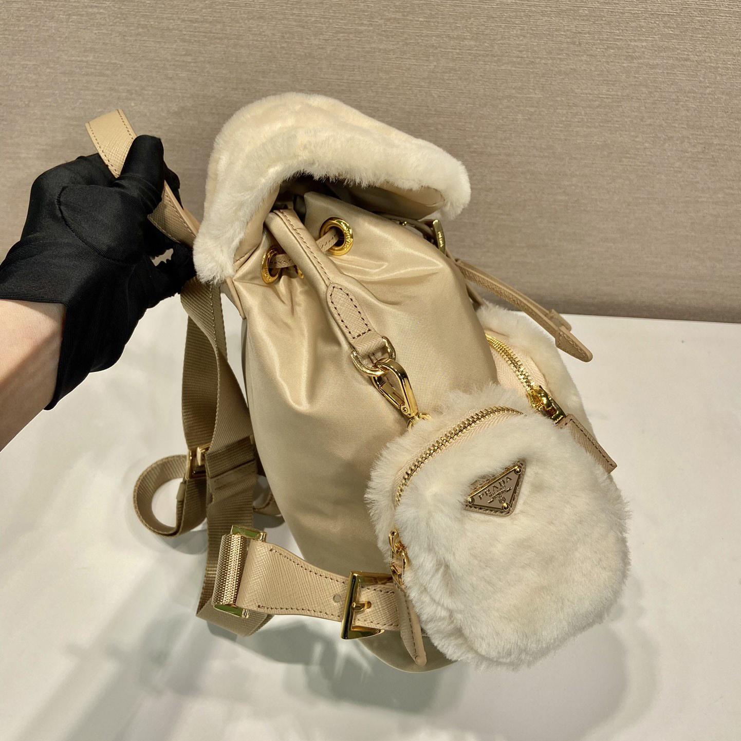 Prada Re-Nylon And Shearling Backpack - PerfectKickZ