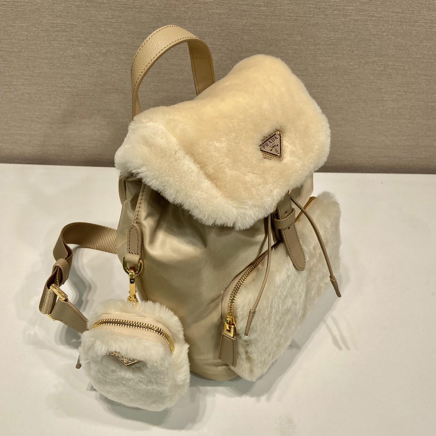 Prada Re-Nylon And Shearling Backpack - PerfectKickZ