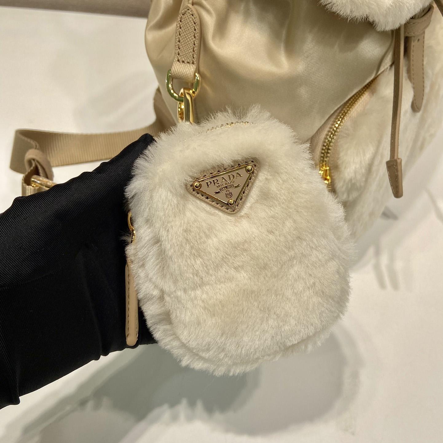 Prada Re-Nylon And Shearling Backpack - PerfectKickZ