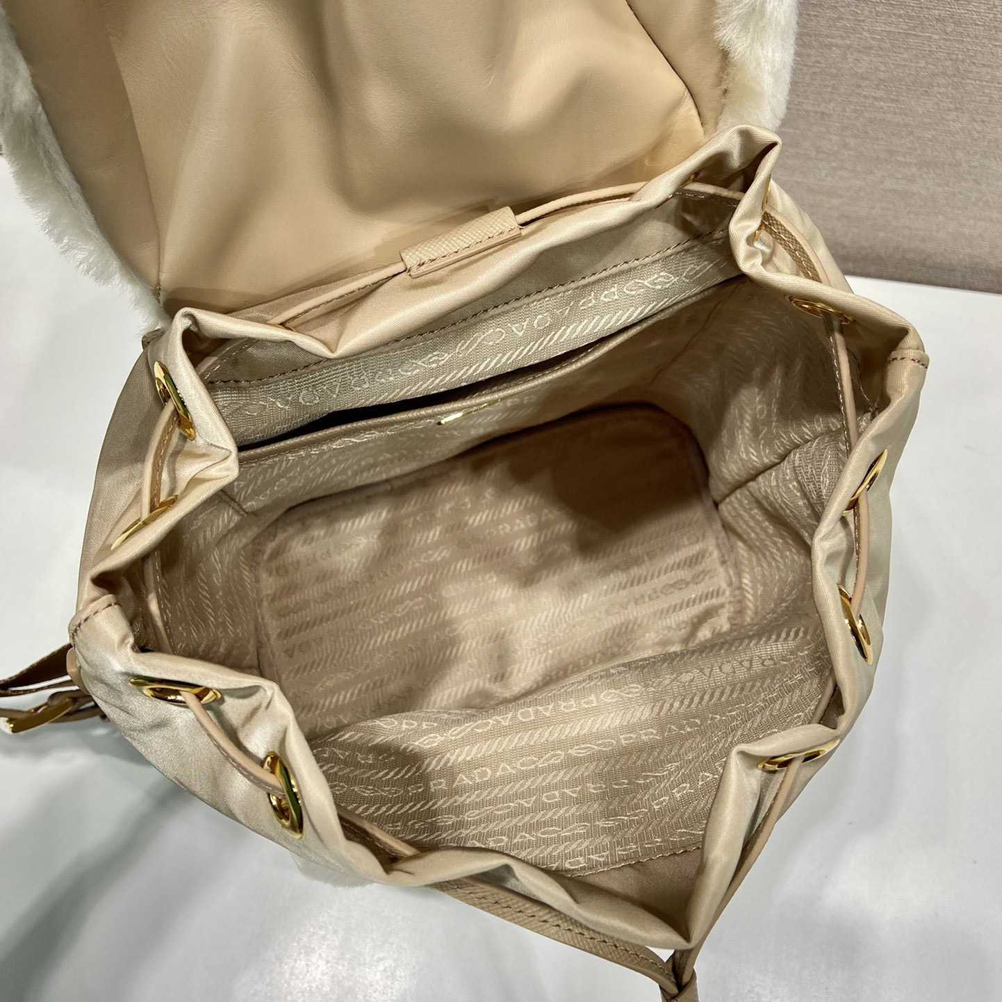 Prada Re-Nylon And Shearling Backpack - PerfectKickZ