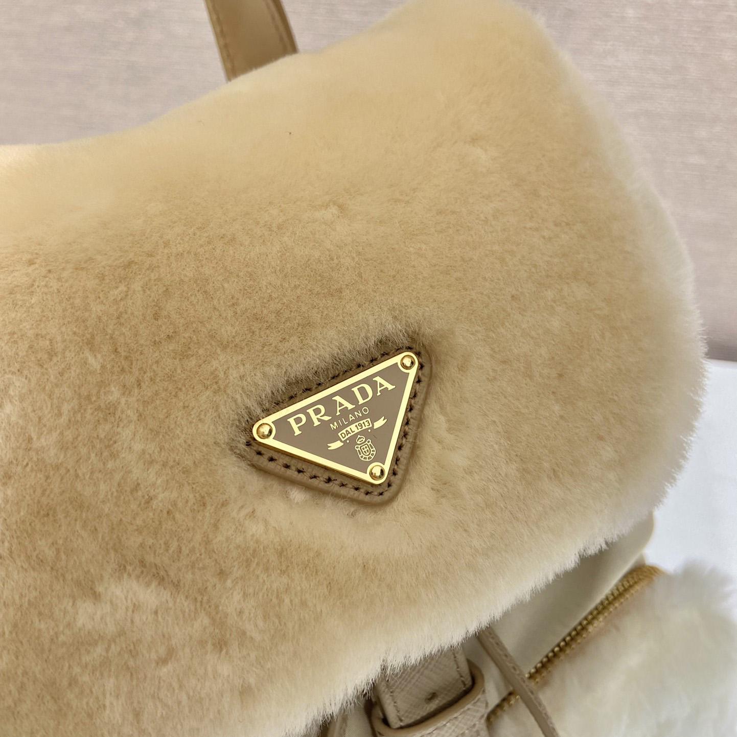 Prada Re-Nylon And Shearling Backpack - PerfectKickZ