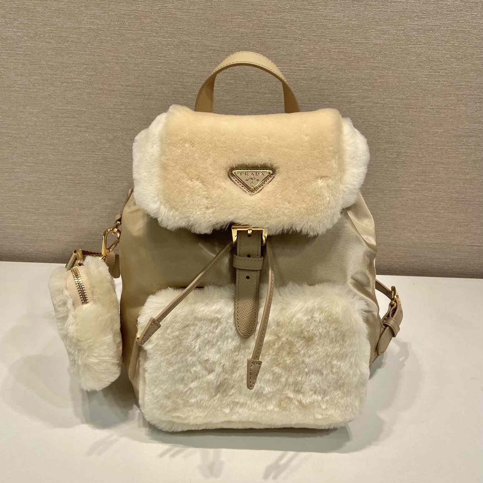 Prada Re-Nylon And Shearling Backpack - PerfectKickZ