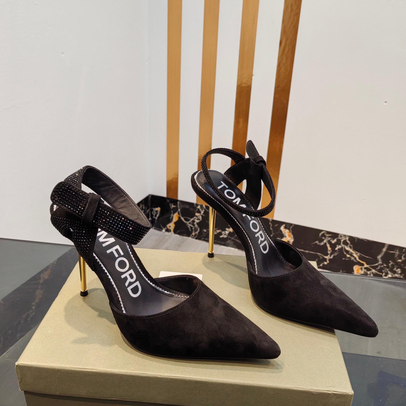 Tom Ford Asymmetric Crystal Ankle Strap Pumps - PerfectKickZ